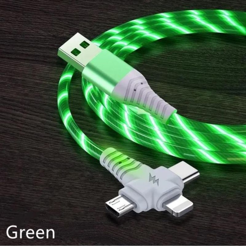 3 σε 1 Πολυλειτουργικό καλώδιο φορτιστή LED Light Fast καλώδιο για τηλέφωνο Android iPhone Samsung Huawei Xiaomi Realme OnePlus Tablet, κ.λπ._voghion.com