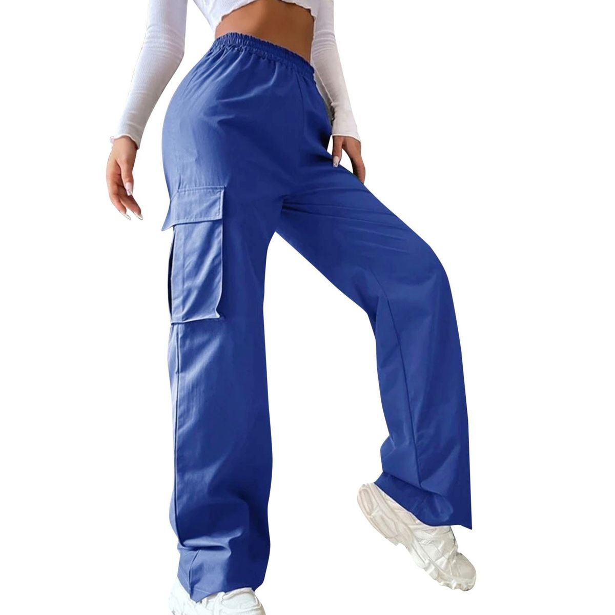 Damenbekleidung Gürtellose Hose Hohe Taille Saison Weite Beinhose Gerade Lockere Temperament Pendlerhose Freizeithose_voghion.com
