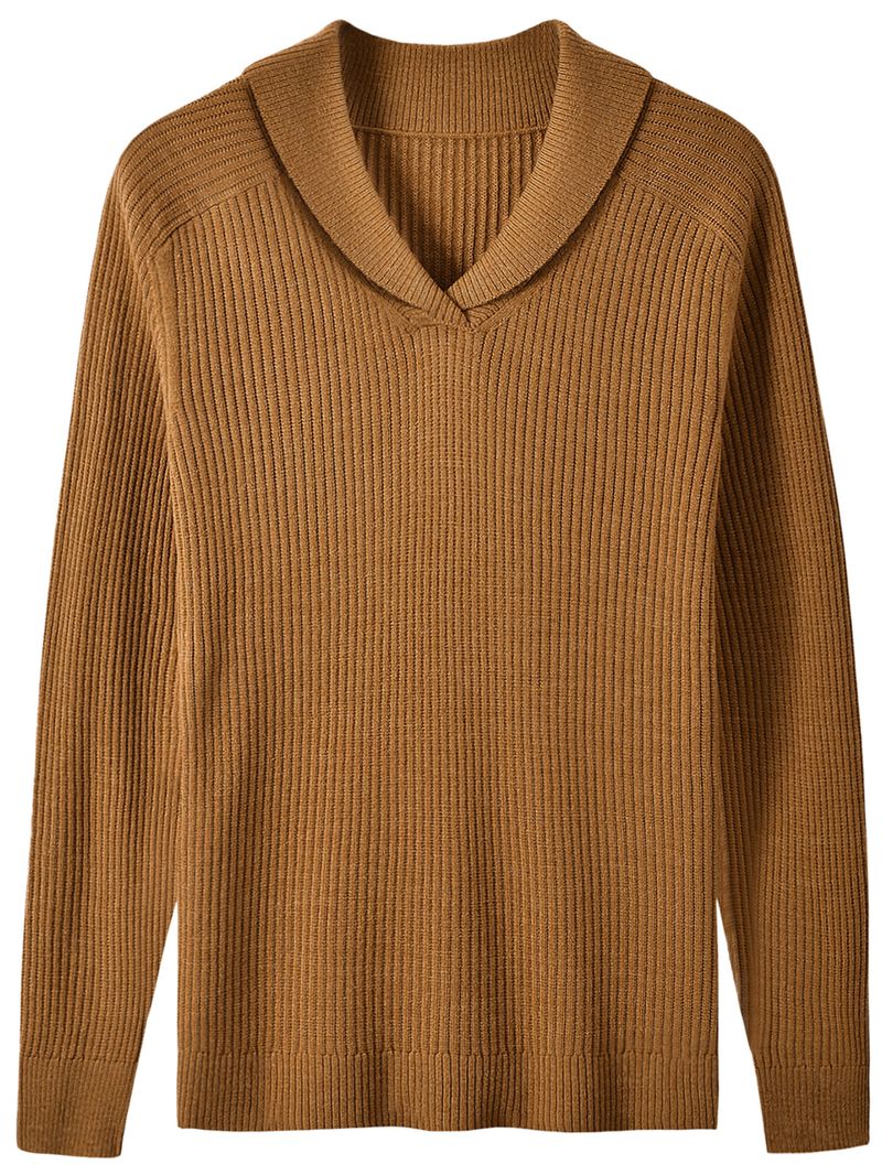 Mens Vintage Shawl Collar Sweaters Casual Relaxed Fit Knitted Pullover_voghion.com