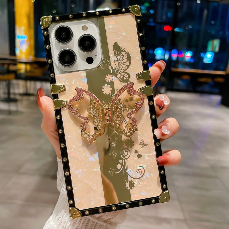 Case For iPhone 14 13 12 11 Pro Max 14 Plus ShockProof Luxury Butterfly Stand Holder Phone Cover For iPhone 13 14 Pro Funda_voghion.com