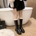 Thickened Long 2023 Autumn Winter New Fashion Style Fleece Lined Back Zipper Frayed Edge Riding Boots For Women_voghion.com