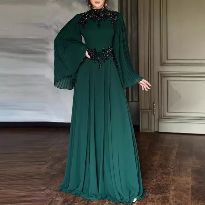 Ropa de mujer Otoño e invierno Nueva ropa de mujer Encaje Bata de encaje Vestido de noche_voghion.com