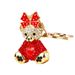 Rhinestone Bear Car For Women, Exquisite And Cute Korean Creative Backpack Pendant, Metal Keychain Ring Gift_voghion.com