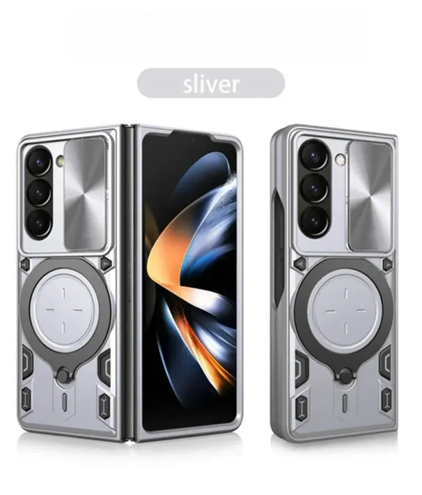 Shockproof Armor Magnetic 360°Rotating Holder Ring Phone Case For Samsung Galaxy Z Fold 7 6 5 With Slide Camera Lens_voghion.com