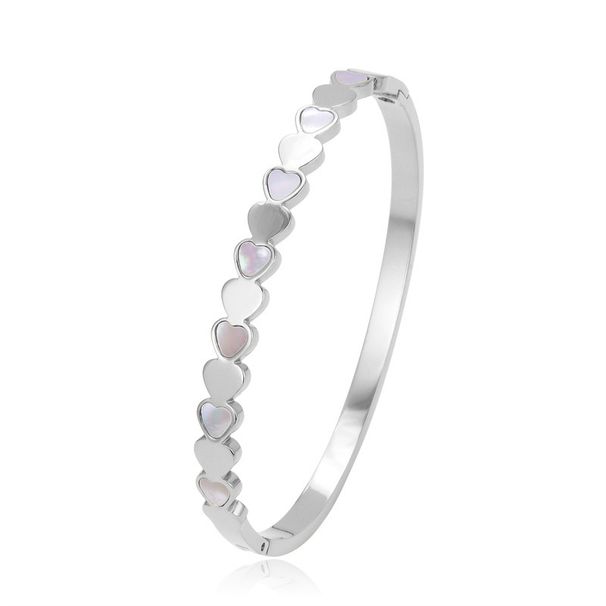 Women's Trendy Rose Gold Jewelry Gold Silver Fashion Titanium Steel Bracelet Personality Love White Shell Stainless Steel Bracelet_voghion.com