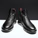 European Warm Series Waist Martin Boots Men Soft Zipper Casual Outdoor Work Trendy Korean Style British High Top Leather Shoes Black_voghion.com