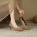 MTX 8088-5 Autumn Suede Shallow Mouth Thin Heel Pointed Toe Single Shoes Waterproof Platform Sexy Solid Color High Heels For_voghion.com