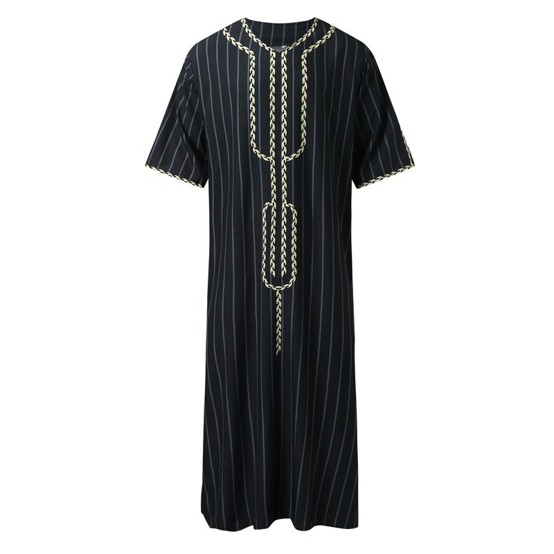 Abbigliamento da uomo Musulmano toga da uomo etnico sciolto casual tuta a maniche lunghe con scollo a V_voghion.com