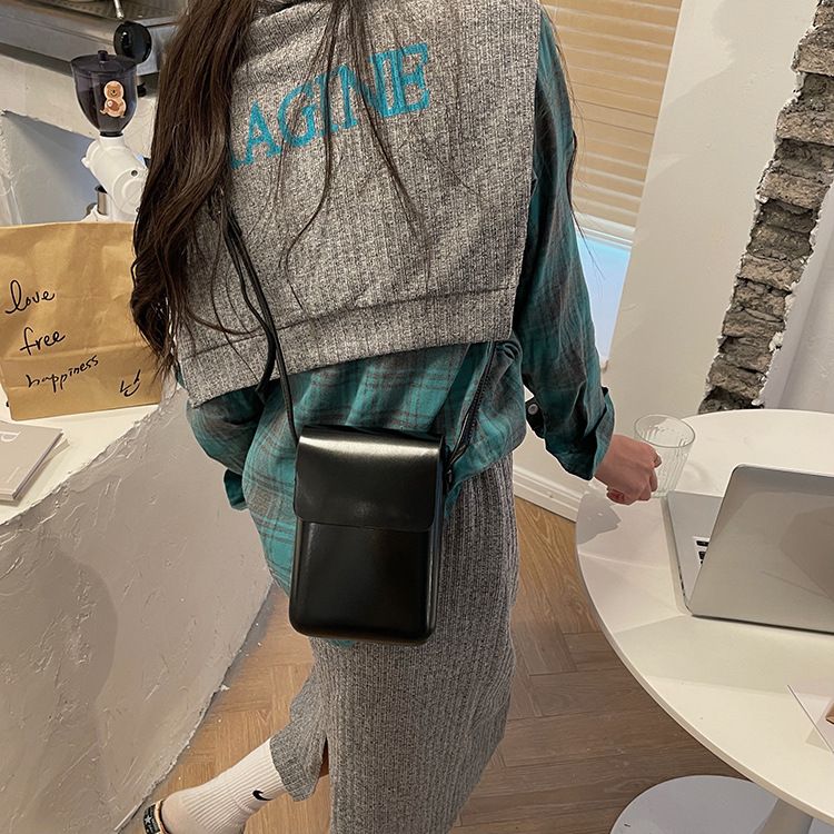 2024-es divatos, függőleges, mini, lányos, négyzet alakú, egyszerű, átlós, keresztpántos telefontáska, egyszínű PU aprópénztárca, kis női táska_voghion.com