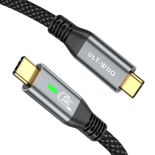 ULT-WIIQ līdz 240 W ātrgaitas PD 3.1 ātras uzlādes 20Gbps pārraide 4K izturīgs neilona pīts USB C datu kabelis, piemērots_voghion.com