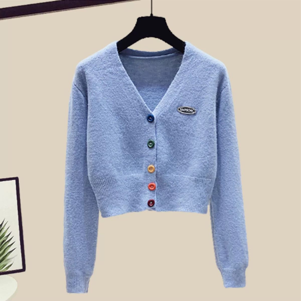 Slim-Fit Denim Jumpsuit Set With Oversized Sweater - Trendy Two-Piece Outfit For Petite Women In Blue, Green, Gray_voghion.com