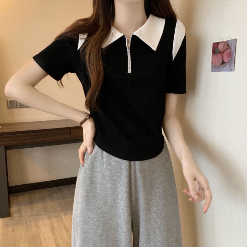 Omuz kısa kollu tişört, kadın yazlık kıyafet, büyük beden base shirt, tombul kız kardeş ince görünüyor, göbeği kapatıyor,_voghion.com