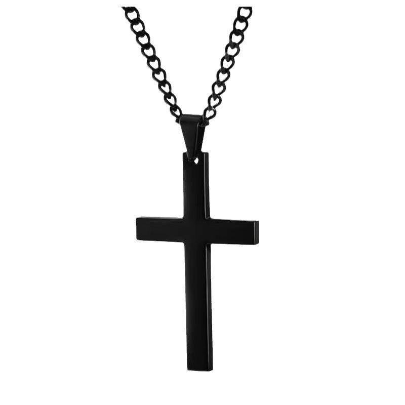 Nuovo ciondolo con collana a croce semplice e bracciale a catena, set da due pezzi in vendita_voghion.com