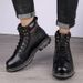 Martin Boots Men's High-top Style First-layer Tooling Boots Trendy Boots Black Leather Boots Men's Shoes_voghion.com