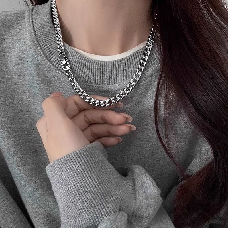 Collana in acciaio al titanio di alta qualità, stile cubano hip-hop, resistente allo sbiadimento, con catena spessa_voghion.com