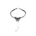 Dark Butterfly Pendant Fringe Short Choker Necklace Collar Black Leather Chain_voghion.com
