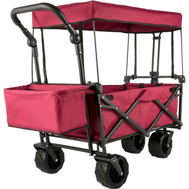 VEVOR Extra Large Collapsible Garden Cart With Removable Canopy, Folding Wagon Utility Carts With Wheels And Rear Storage, Wagon Cart For Garden, Ca_voghion.com