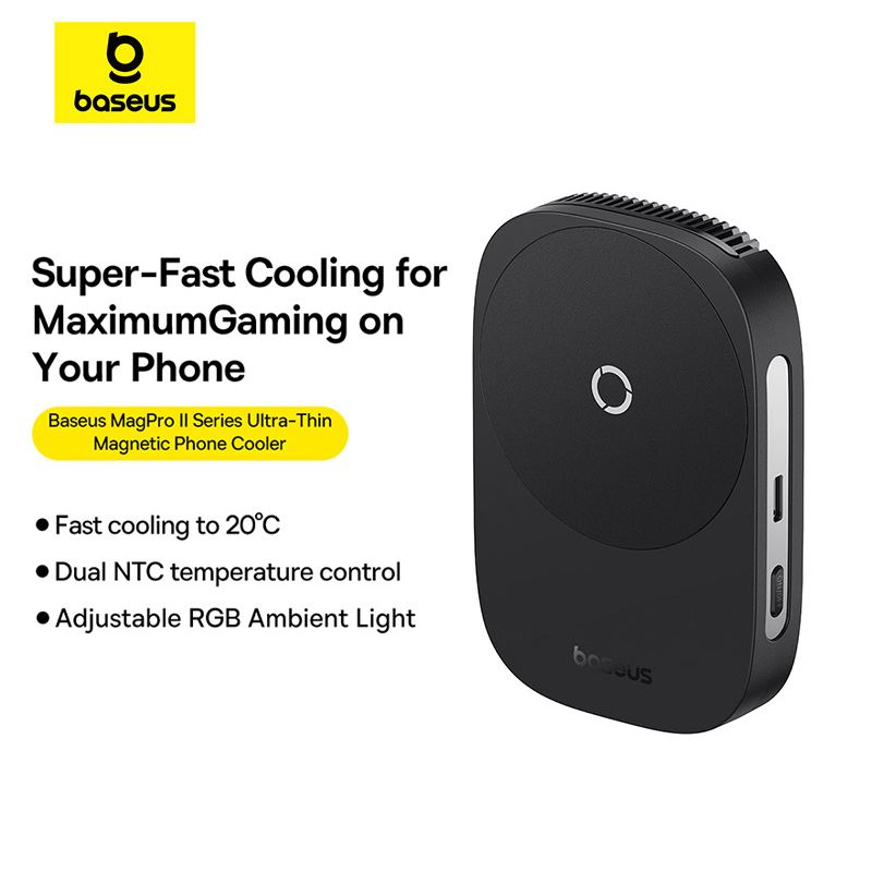 Baseus 2-in-1 Magnetic Cooler With Stand RGB Light Cooling Fan Radiator For IPhone 17 Air 16 Mobile Phone Holder Heat_voghion.com
