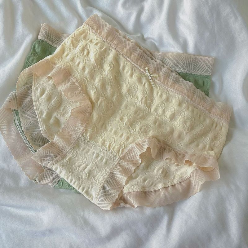 Underwear Large Size Seamless Women's Underwear Jacquard Women's Underwear Women's Breathable Mid Waist Women's Briefs_voghion.com
