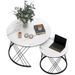 Couchtisch-Set (2er), Mit Marmoroptik, Runde Kaffeetische, Ineinanderstellbar, Weiß_voghion.com