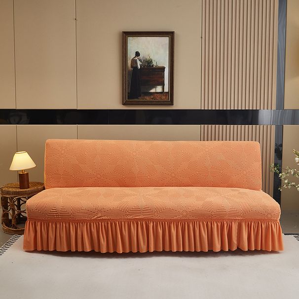 Elegant Jacquard Hem Sofa Cover - Full Coverage Slipcover For Armless Sofas, Modern Minimalist Design, Multiple Colors & Sizes_voghion.com