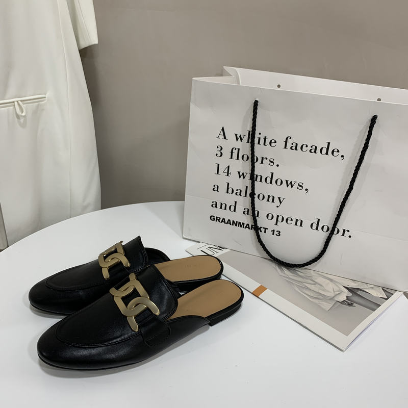 Flat-bottomed Half-slippers 2023 New Spring And Summer Outer Wear Sandals and slippers soft-soled half-thong shoes lazy mules_voghion.com