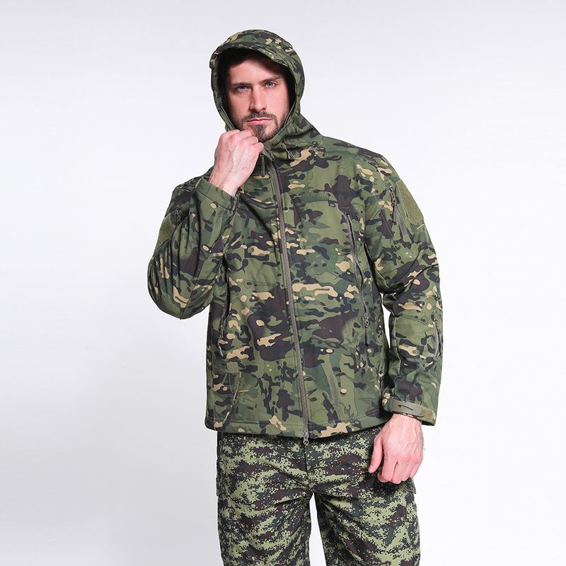 CT Bone Frog Automne Peau de requin Soft Shell Veste d'extérieur Homme Capuche Imperméable Coupe-vent Manteau chaud_voghion.com