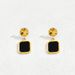 Ins high-end double-layer stacked black square necklace earring set light luxury niche bracelet index finger ring_voghion.com