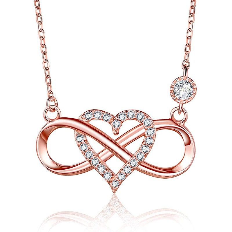 Mobius Herz Unendlichkeitskette - Sterling Silber 8-förmiger Anhänger mit Micro Pave Inlay, Romantisches Geschenk für Sie_voghion.com