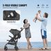 Backrest Black Lightweight Fold Adjustable Storage Stroller Easy Compact_voghion.com