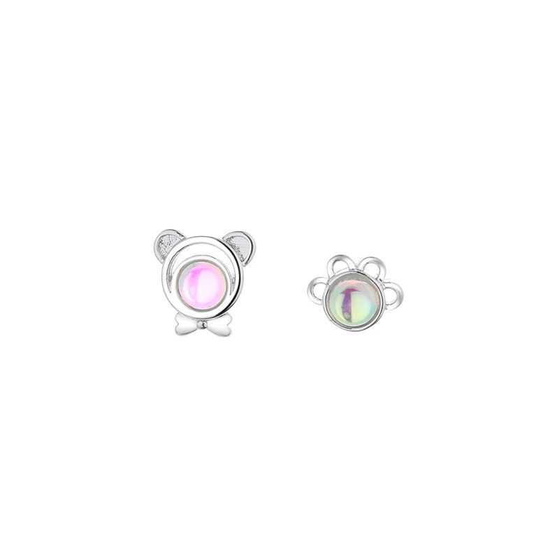 Sier Color Venus Mondstein unregelmäßige Bär Ohrringe für Frauen Mädchen Geschenk koreanische süße Persönlichkeit Schmuck Dr_voghion.com
