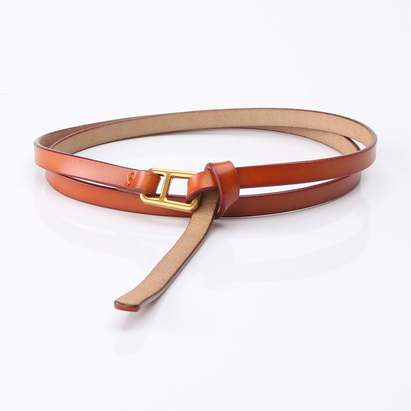 Gürtel Damen Rindsleder Jeansgürtel Nicht-Loch-Gürtel Mode Lässig Damen Kleiner Gürtel_voghion.com