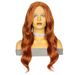 Synthetische Clip-in-Perücke, modische Perücke, Spitzen-Kopfbedeckung, schmutziges Orange, langes lockiges Haar, mittellanges Kopfbedeckung aus gespaltener Faser, Hochtemperaturdraht_voghion.com