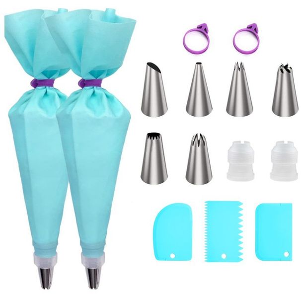 Stainless Steel Piping Nozzle Baking Tool Set Disposable Piping Bag Cake Piping Cream Squeezing Tool_voghion.com