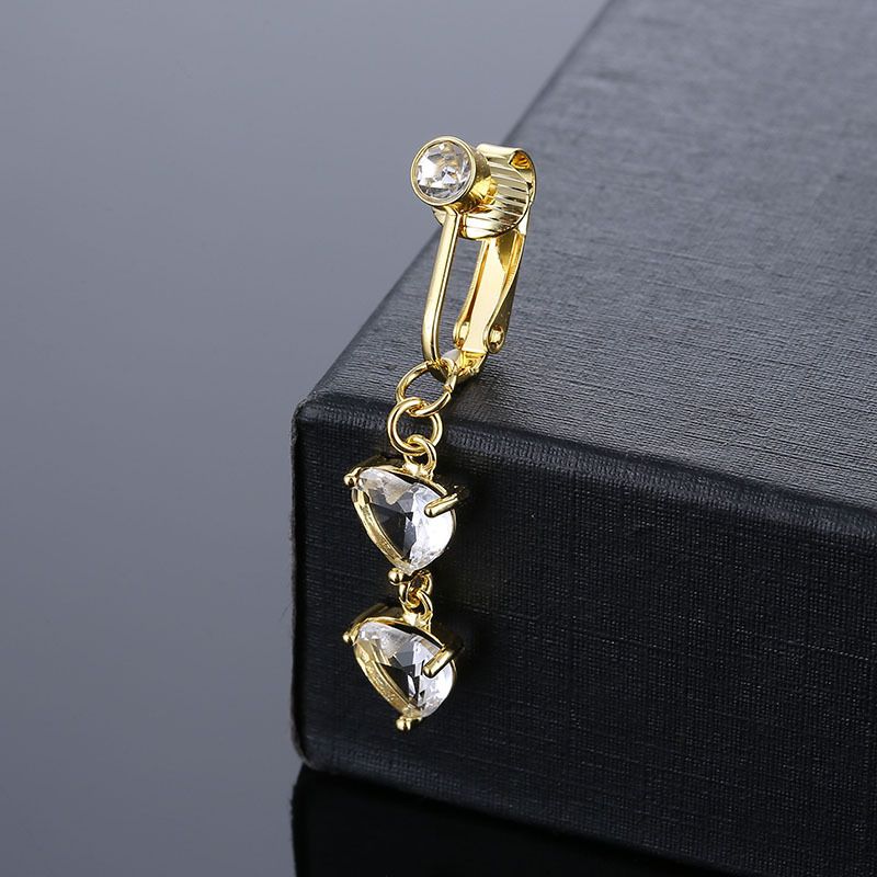 Belly Button Ring Belly Piercing Heart Clip On Umbilical Non Navel Pircing Cartilage Earring Clip Body Ornament_voghion.com