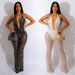 Women's sequined tassel mesh transparent sleeveless trousers jumpsuit_voghion.com