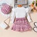 Mother & Kids Children's Clothing For Girls Long Sleeved Tops Woven Tweed Skirt Beret 3 Piece Set_voghion.com