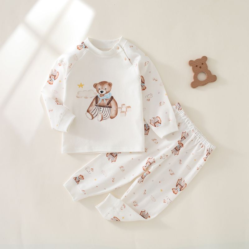 Herbst-Kinder-Baby-Unterwäsche-Set, Klasse A, reine Baumwolle, für Zuhause, lange Unterhosen, separates Set_voghion.com