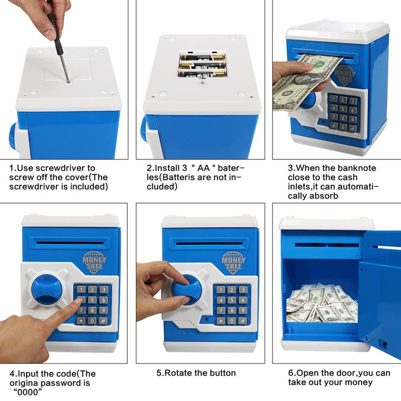 ToysMall Children Password Electronic Piggy Bank Mini ATM Saving Money Coin Box Toy Gift_voghion.com