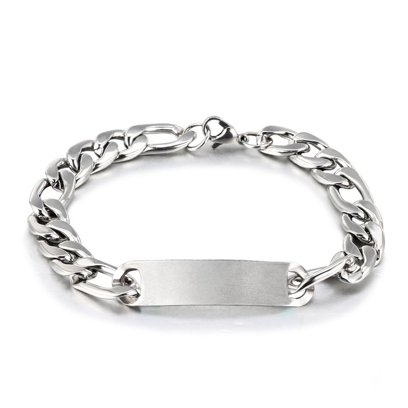 Braccialetto da donna personalizzato con etichetta curva liscia in acciaio inossidabile, stile semplice, stile hip-hop, squisito._voghion.com