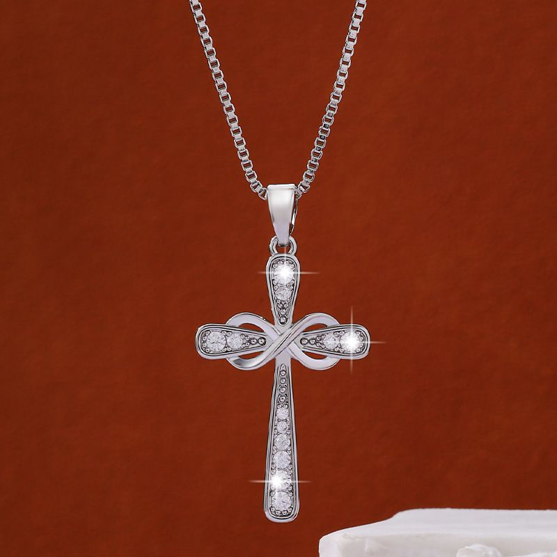 Damen-Halskette mit Unendlichkeitssymbol und Kreuz – Nischendesign, Anhänger mit Persönlichkeit und Temperament, Modetrends, Verkaufsschlager_voghion.com
