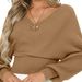 Women's Oversized Knit Sweater Soft Casual Long Sleeve Pullover Top With Lantern Sleeves - Spring Fashion Solid Color Loose Fit Tunic For Daily Wear _voghion.com