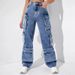 Women's Jeans Cargo Pants High Waist Flap Pockets Women's Pants Loose Fit _voghion.com