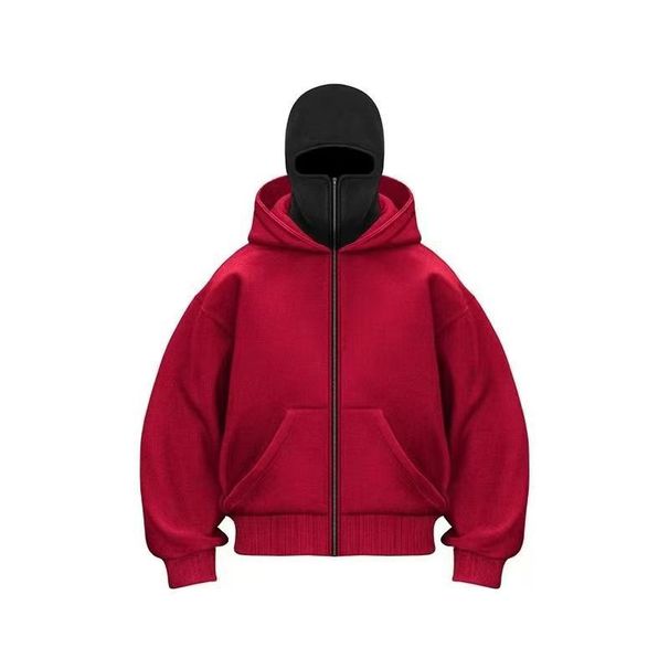 Double Hooded Bandit Sweatshirt Men's Autumn And Winter Heavy Stiff Hoodie Cleanfit Couple Thick Coat_voghion.com