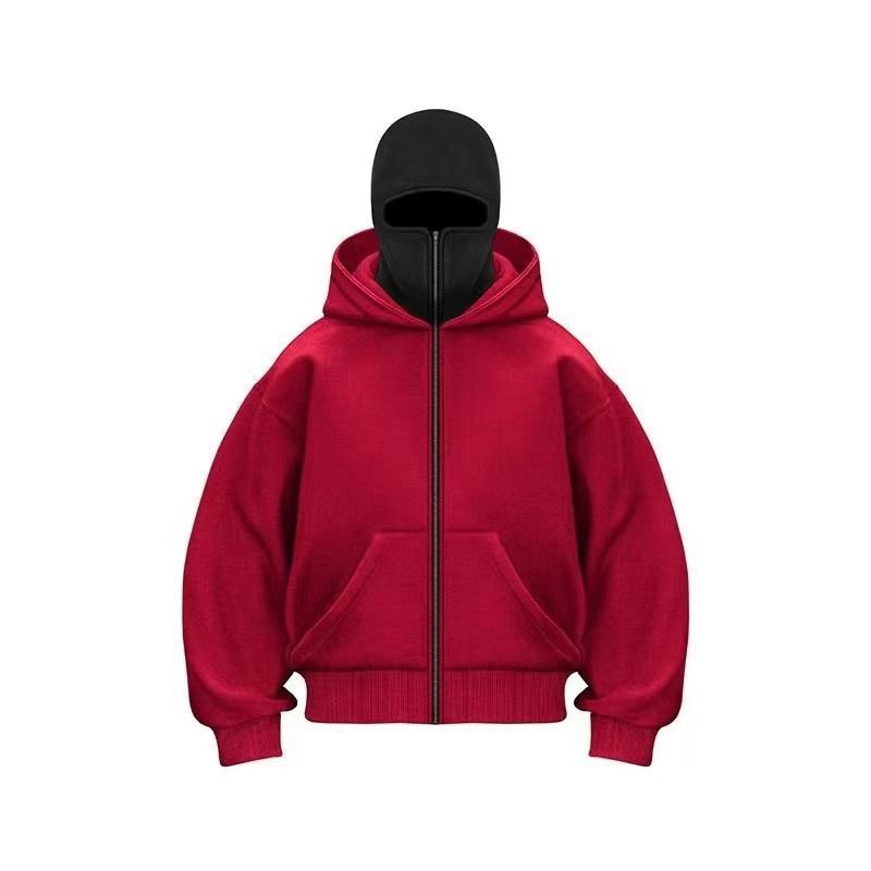 Sweat à capuche double bandit pour homme, automne et hiver, épais et rigide, coupe ajustée, pour couple_voghion.com