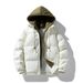 Giacca invernale in pile con cappuccio da uomo - Cappotto ampio e spesso con cerniera e tasche, design bicolore alla moda per adolescenti e giovani (nero/bianco)_voghion.com