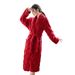 Unisex Long Flannel Robe Set With Jacquard Pattern - Cozy Fleece Bathrobe For Winter & Autumn, Home Loungewear With Open Front Design_voghion.com