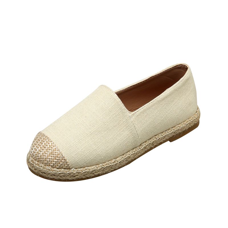 Large canvas shoes summer linen women s casual one foot kick grass woven fisherman s loafers_voghion.com
