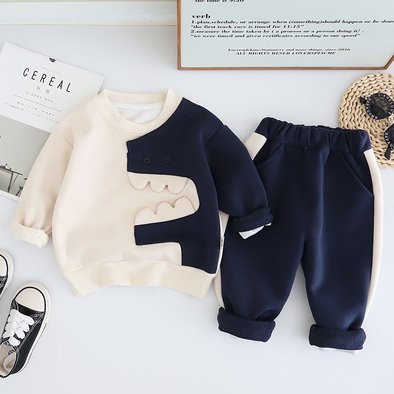 Boys' hoodie boys girls, trendy spring and autumn new clothing, children's spliced two-piece set for children_voghion.com
