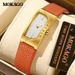 Women's Elegant Square Watch With Genuine Leather Strap, Minimalist Light Luxury Quartz Wristwatch, Waterproof For Daily Wear Quartz Watch_voghion.com